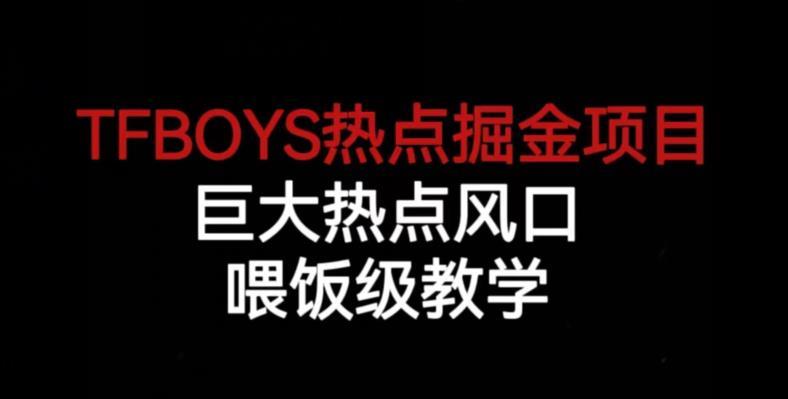 TFBOYS热点掘金项目,巨大热点风口,喂饭级教学