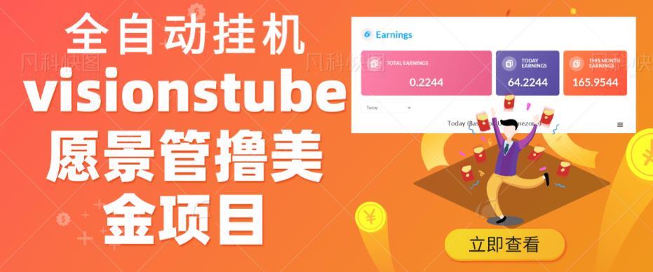 外面收费几千上万的visionstube愿景管撸美金项目,单日收益30-50美金+工作室可批量多开搞