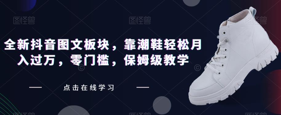 全新抖音图文板块,靠潮鞋轻松月入过万,零门槛,保姆级教学【揭秘】