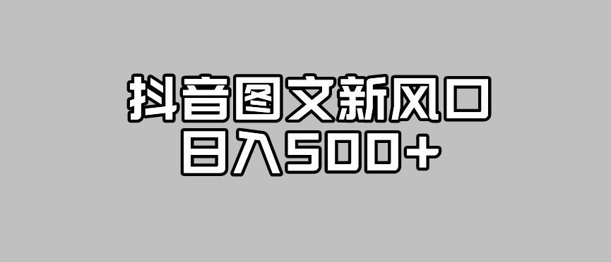 抖音图文最新风口,流量扶持非常高,日入500+【揭秘】