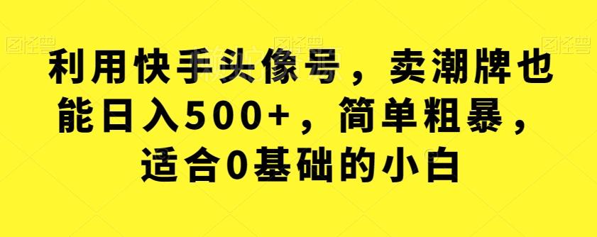 利用快手头像号，卖潮牌也能日入500+，简单粗暴，适合0基础的小白【揭秘】