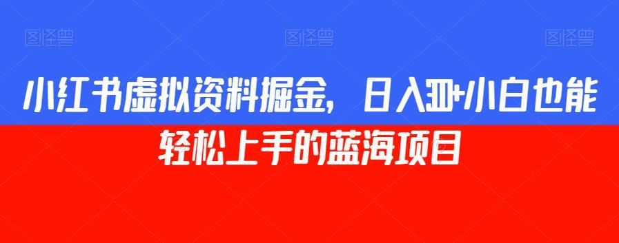 小红书虚拟资料掘金,日入300+小白也能轻松上手的蓝海项目【揭秘】