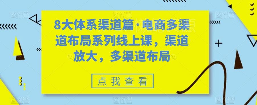 8大体系渠道篇·电商多渠道布局系列线上课,渠道放大,多渠道布局