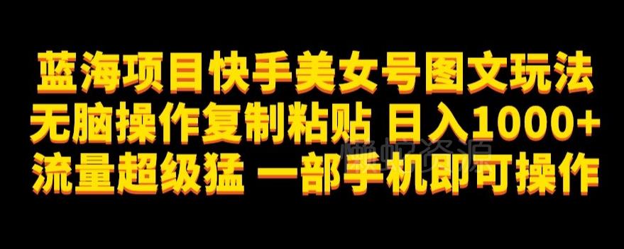蓝海项目快手美女号图文玩法,无脑操作复制粘贴,日入1000+流量超级猛一部手机即可操作【揭秘】