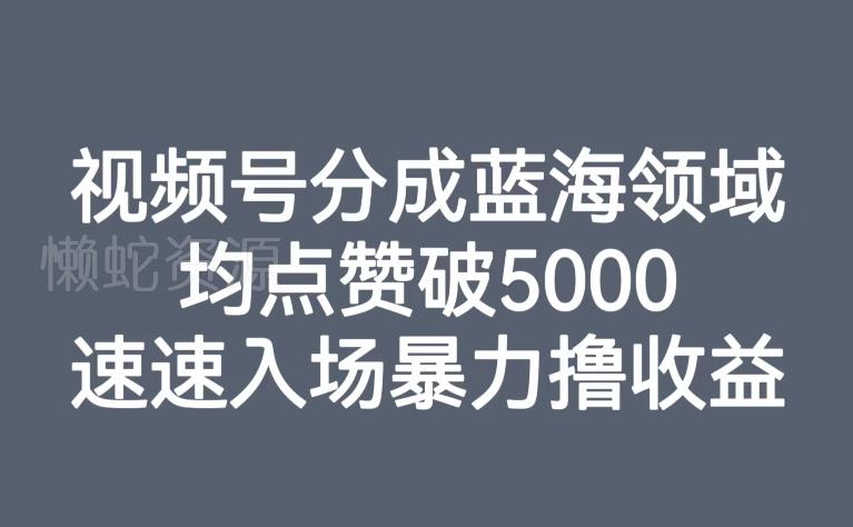 视频号分成蓝海领域，均点赞破5000，速速入场暴力撸收益