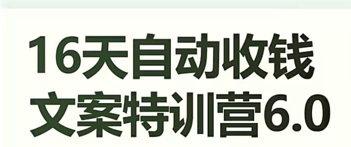 16天自动收钱文案特训营6.0,学会儿每天自动咔咔收钱