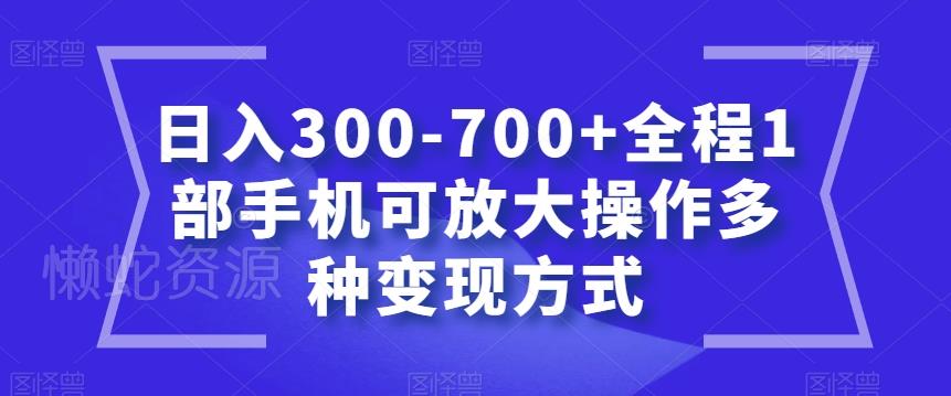 日入300-700+全程1部手机可放大操作多种变现方式【揭秘】