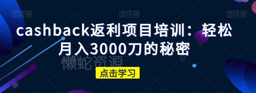 图片[1]-cashback返利项目实操培训 新手可落地月入3000刀的完整玩法