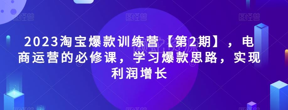 2023淘宝爆款训练营【第2期】,电商运营的必修课,学习爆款思路,实现利润增长