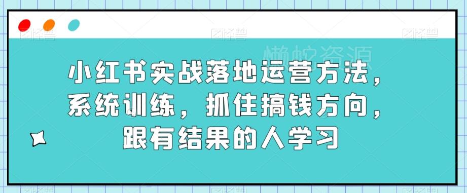 小红书实战落地运营方法,系统训练,抓住搞钱方向,跟有结果的人学习