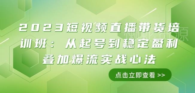2023短视频直播带货培训班：从起号到稳定盈利叠加爆流实战心法（11节课）