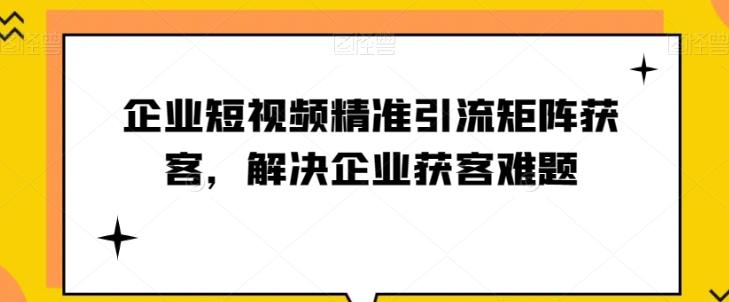 企业短视频精准引流矩阵获客,解决企业获客难题