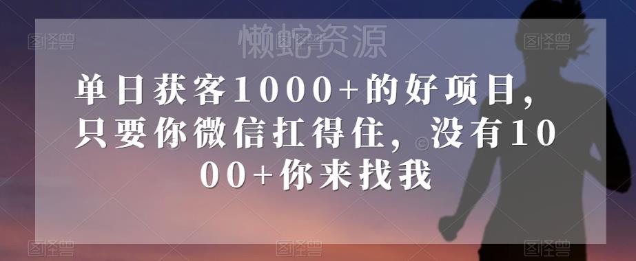 单日获客1000+的好项目,只要你微信扛得住,没有1000+你来找我【揭秘】