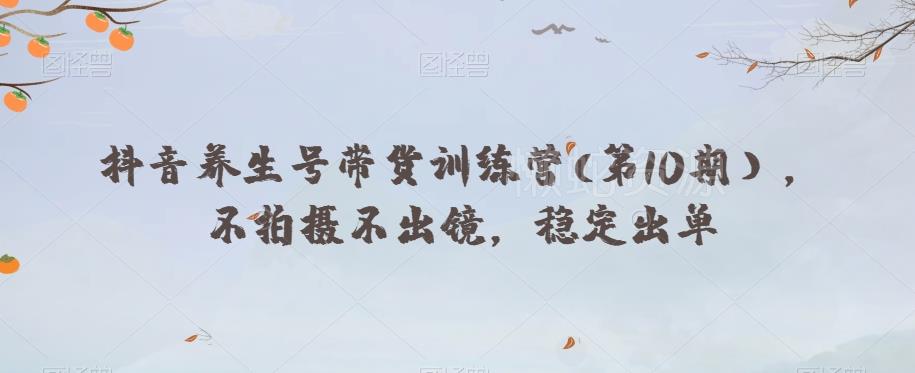 抖音养生号带货训练营(第10期),不拍摄不出镜,稳定出单