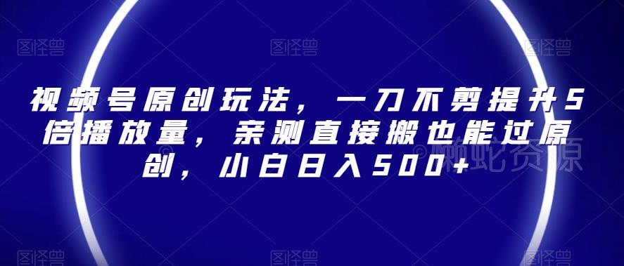 视频号原创玩法,一刀不剪提升5倍播放量,亲测直接搬也能过原创,小白日入500+【揭秘】