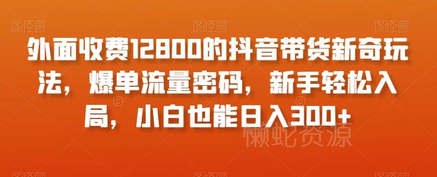 外面收费12800的抖音带货新奇玩法，爆单流量密码，新手轻松入局，小白也能日入300+【揭秘】