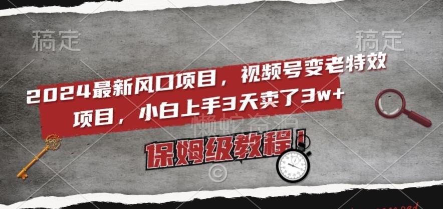 2024最新风口项目,视频号变老特效项目,电脑小白上手3天卖了3w+,保姆级教程【揭秘】
