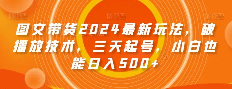 图文带货2024最新玩法,破播放技术,三天起号,小白也能日入500+【揭秘】