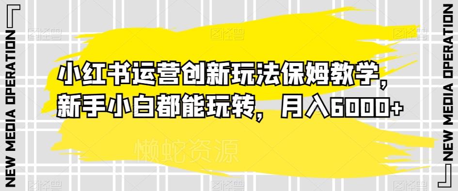 小红书运营创新玩法保姆教学,新手小白都能玩转,月入6000+【揭秘】