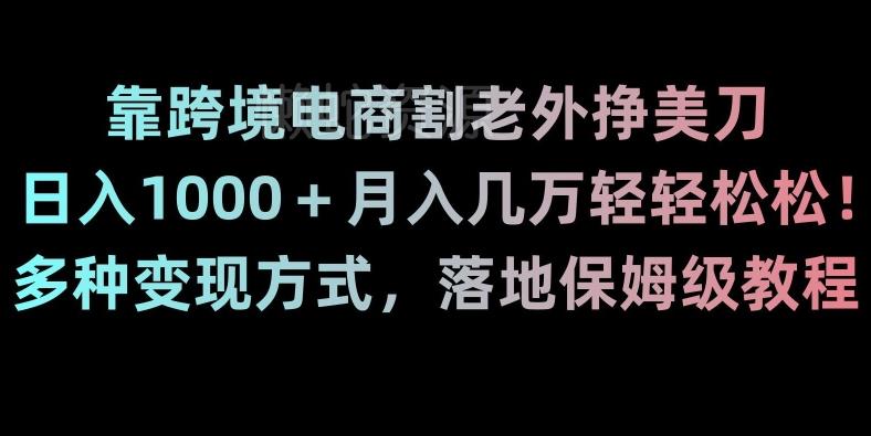靠跨境电商割老外挣美刀,日入1000+月入几万轻轻松松!多种变现方式,落地保姆级教程【揭秘】