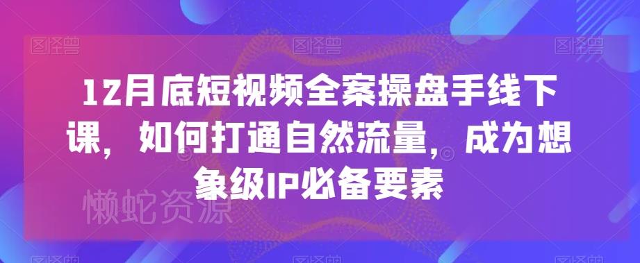 12月底短视频全案操盘手线下课，如何打通自然流量，成为想象级IP必备要素