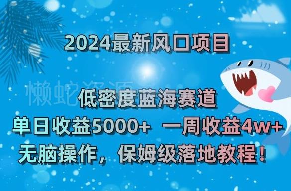 2024最新风口项目,低密度蓝海赛道,单日收益5000+,一周收益4w+!【揭秘】