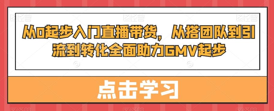 从0起步入门直播带货,从搭团队到引流到转化全面助力GMV起步