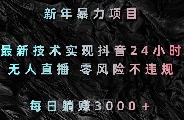 新年暴力项目,最新技术实现抖音24小时无人直播,零风险不违规,每日躺赚3000+【揭秘】