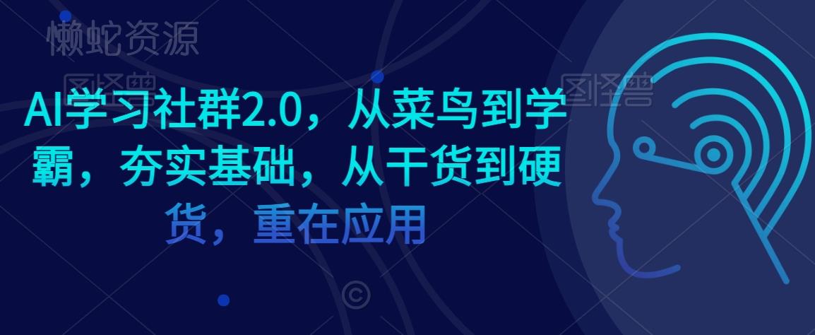 AI学习社群2.0,从菜鸟到学霸,夯实基础,从干货到硬货,重在应用