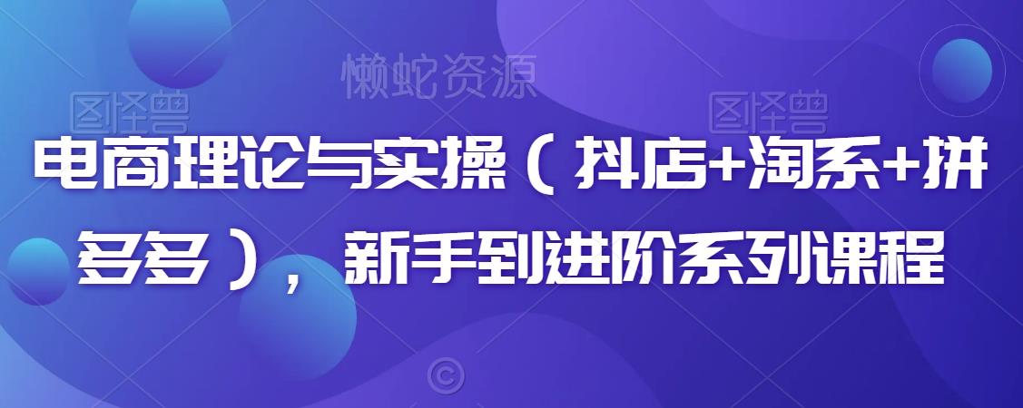 电商理论与实操(抖店+淘系+拼多多),新手到进阶系列课程