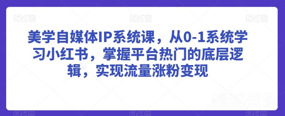 美学自媒体IP系统课,从0-1系统学习小红书,掌握平台热门的底层逻辑,实现流量涨粉变现