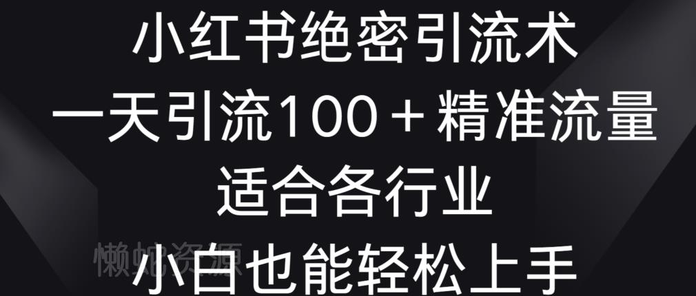小红书绝密引流术,一天引流100+精准流量,适合各个行业,小白也能轻松上手【揭秘】