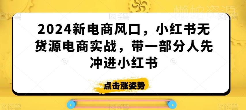 2024新电商风口,小红书无货源电商实战,带一部分人先冲进小红书