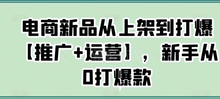 电商新品从上架到打爆【推广+运营】,新手从0打爆款