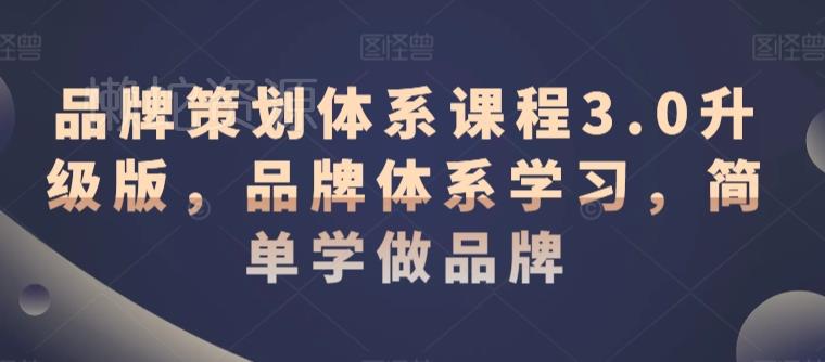 品牌策划体系课程3.0升级版,品牌体系学习,简单学做品牌