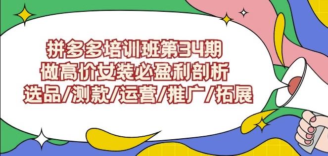 拼多多培训班第34期:做高价女装必盈利剖析选品/测款/运营/推广/拓展