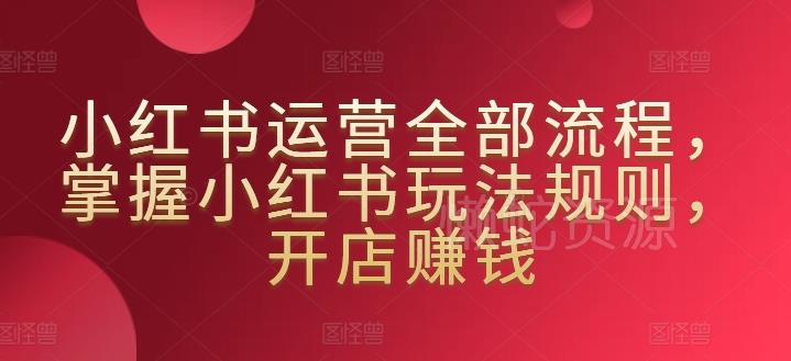 小红书运营全部流程,掌握小红书玩法规则,开店赚钱