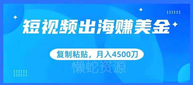 短视频出海赚美金,复制粘贴批量操作,小白轻松掌握,月入4500美刀【揭秘】