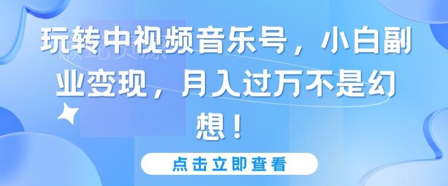玩转中视频音乐号,小白副业变现,月入过万不是幻想【揭秘】