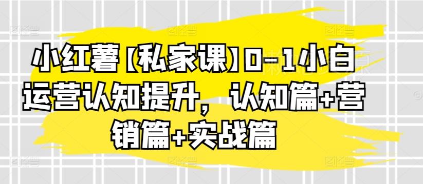 小红薯【私家课】0-1小白运营认知提升,认知篇+营销篇+实战篇