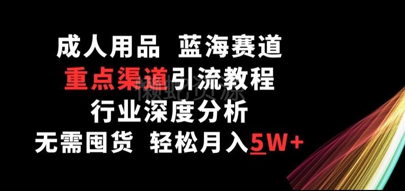 成人用品,蓝海赛道,重点渠道引流教程,行业深度分析,无需囤货,轻松月入5W+【揭秘】