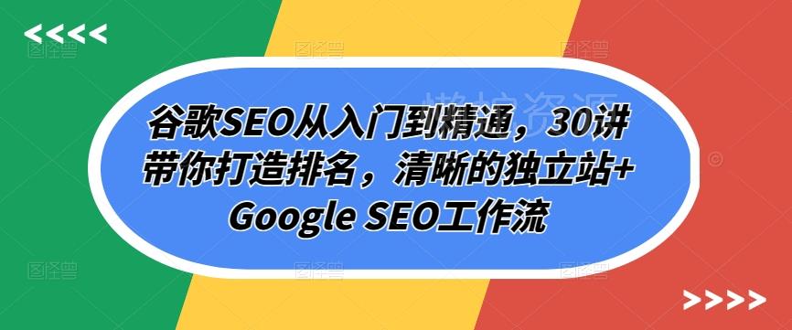 谷歌SEO从入门到精通,30讲带你打造排名,清晰的独立站+Google SEO工作流