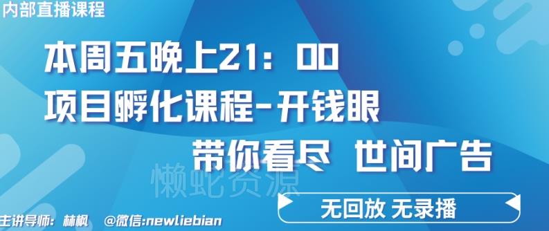 4.26日内部回放课程《项目孵化-开钱眼》赚钱的底层逻辑【揭秘】