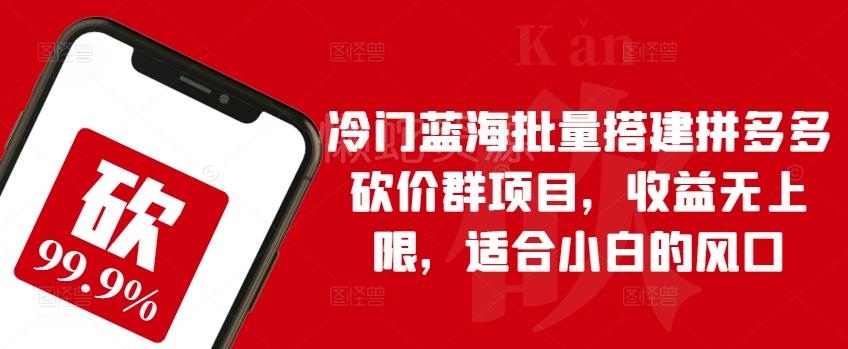 冷门蓝海批量搭建拼多多砍价群项目,收益无上限,适合小白的风口【揭秘】