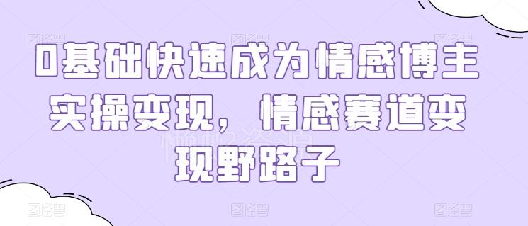 0基础快速成为情感博主实操变现,情感赛道变现野路子