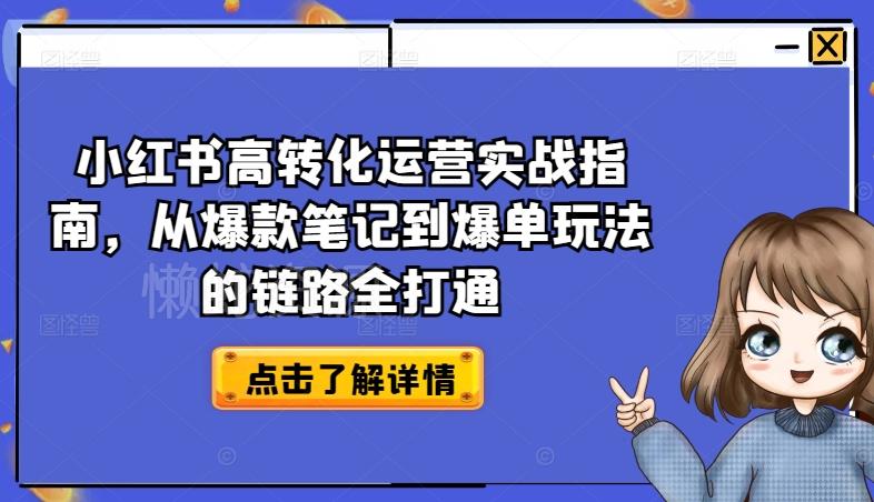 小红书高转化运营实战指南,从爆款笔记到爆单玩法的链路全打通