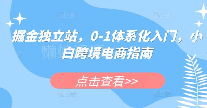 掘金独立站,0-1体系化入门,小白跨境电商指南