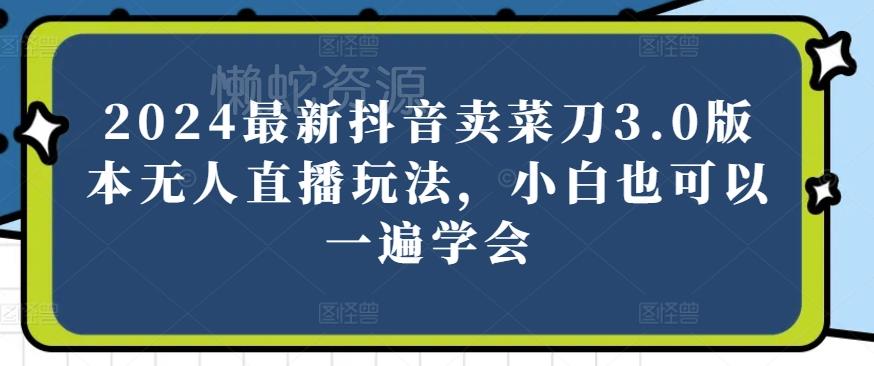 2024最新抖音卖菜刀3.0版本无人直播玩法,小白也可以一遍学会【揭秘】