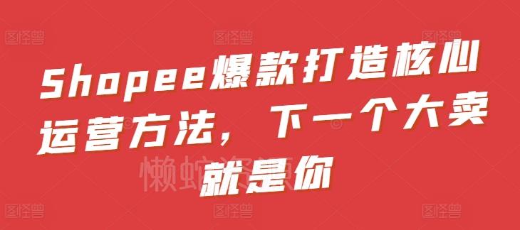 Shopee爆款打造核心运营方法,下一个大卖就是你