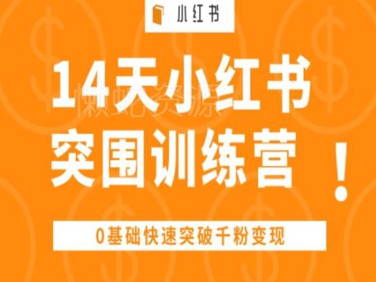 14天小红书突围训练营 ,0基础快速突破千粉变现